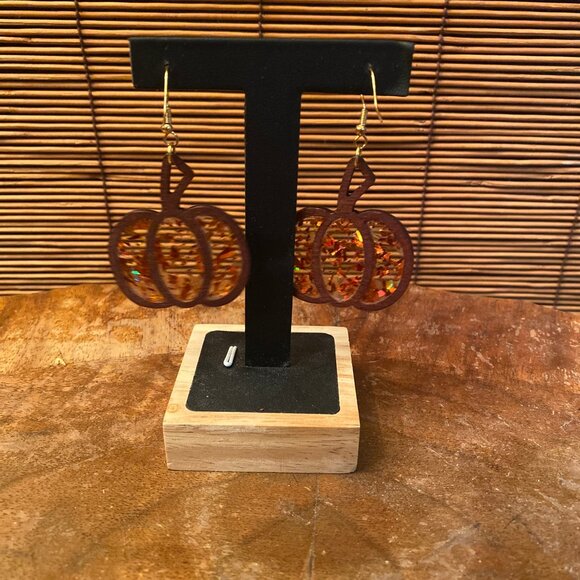 New Autumn Pumpkin Thanksgiving pierced earrings - Picture 2 of 2
